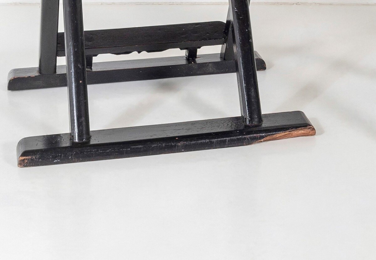 A Pair of Ebonised Chinese Folding Occasional Hall Chairs Late Qing, Early Republic Era - Image 11