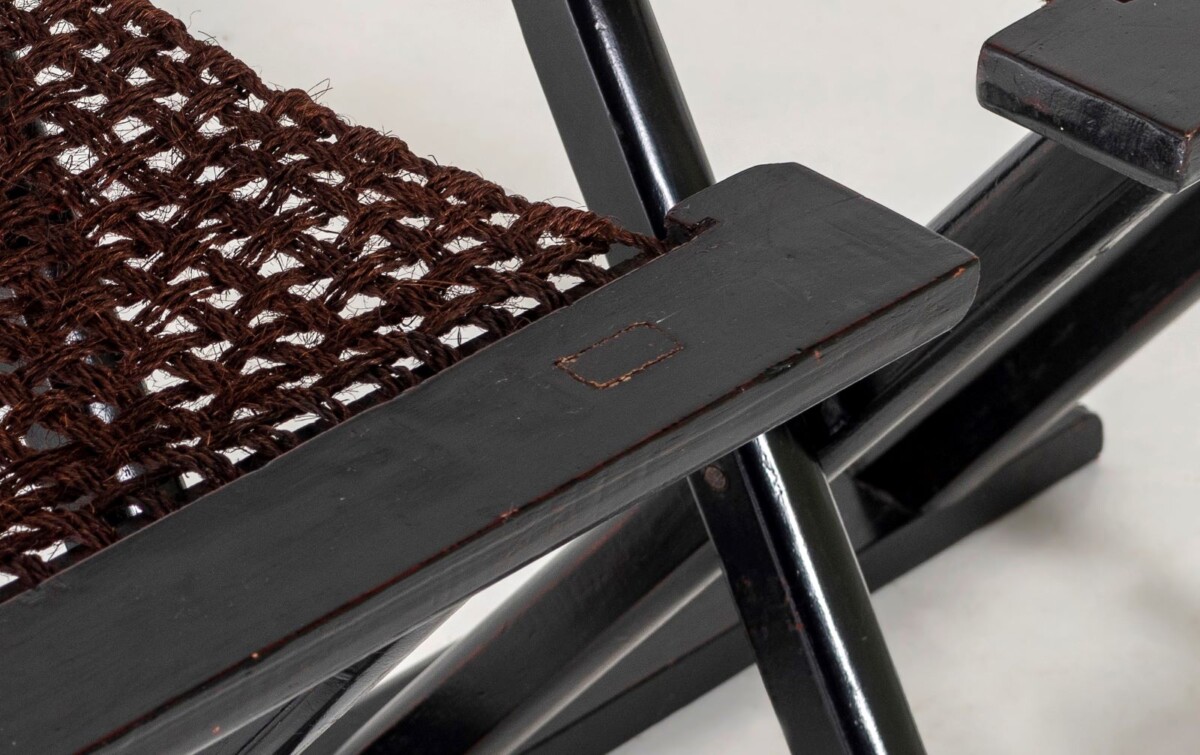 A Pair of Ebonised Chinese Folding Occasional Hall Chairs Late Qing, Early Republic Era - Image 13