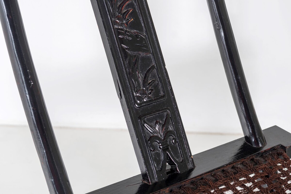 A Pair of Ebonised Chinese Folding Occasional Hall Chairs Late Qing, Early Republic Era - Image 9