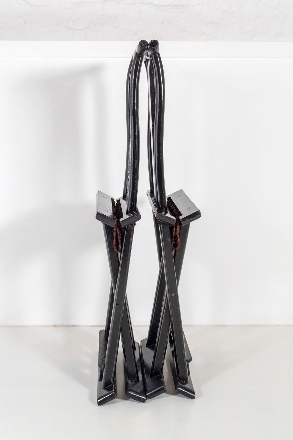 A Pair of Ebonised Chinese Folding Occasional Hall Chairs Late Qing, Early Republic Era - Image 6