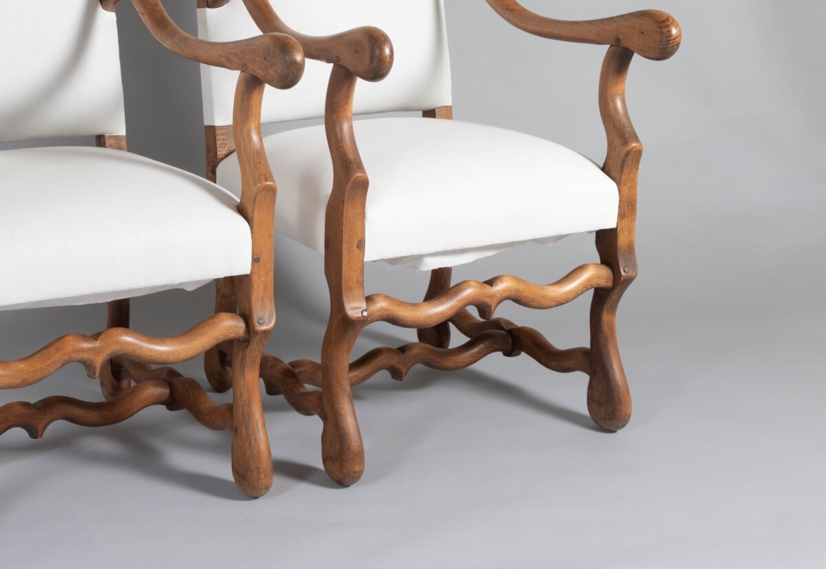 A Pair of French Os de Mouton (sheep Bone) Oak Armchairs - 19th Century - Image 2