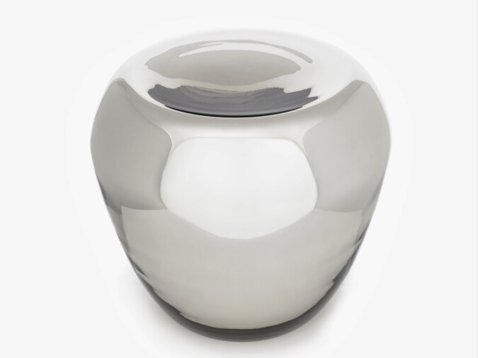 Exclusive Hand Blown Designer Glass Table 'TEJA' Silver - The Ivana Steiner Collection