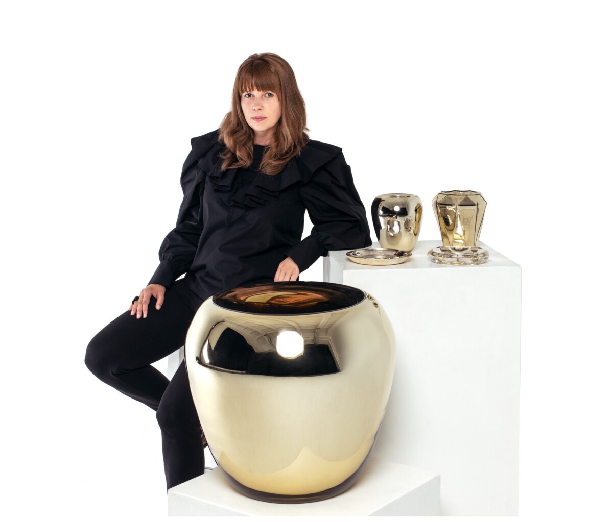 Exclusive Hand Blown Designer Glass Table 'WICHARD' Silver - The Ivana Steiner Collection - Image 18