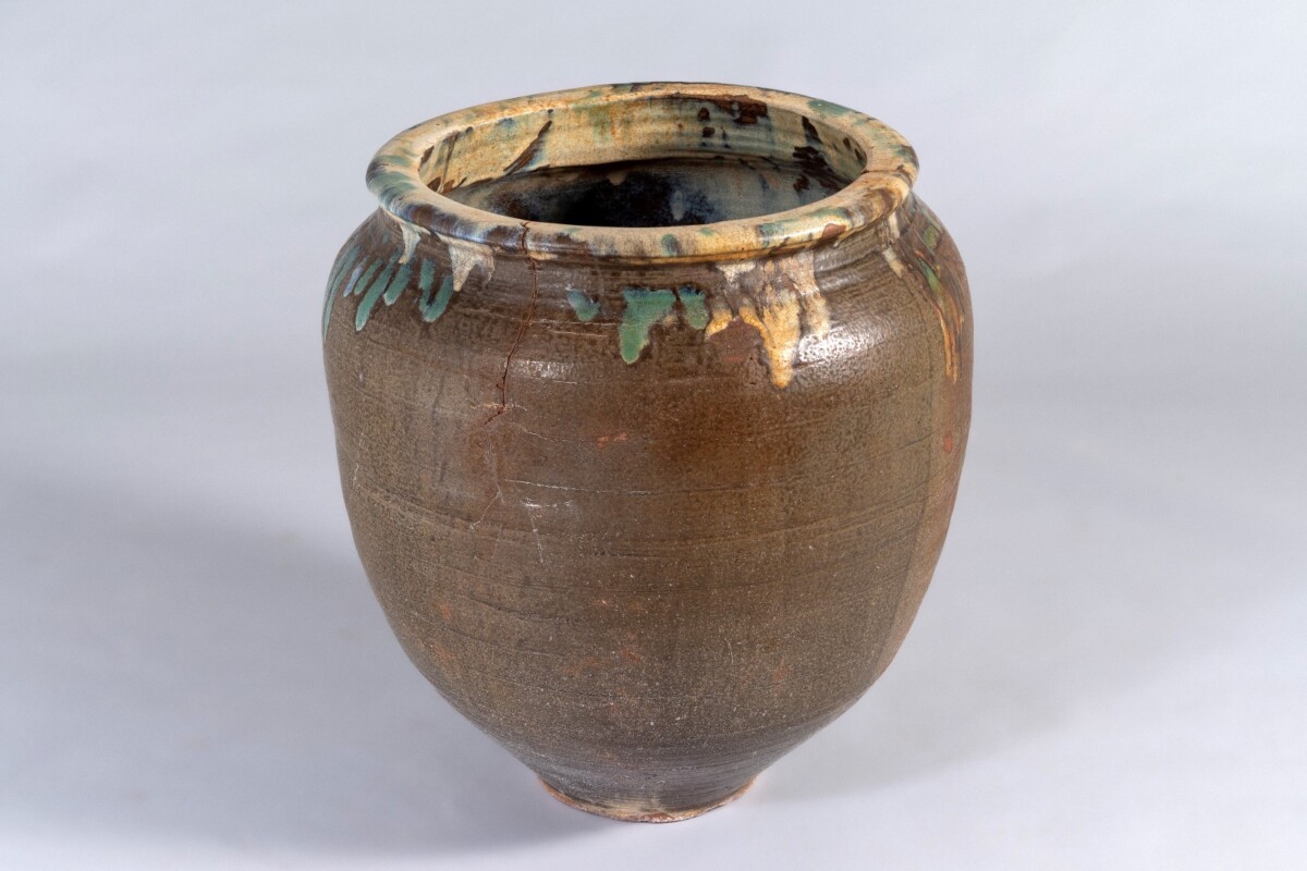 Large Scale Mid Century Boho Salt Glazed Stoneware Jardinière Planter Pot