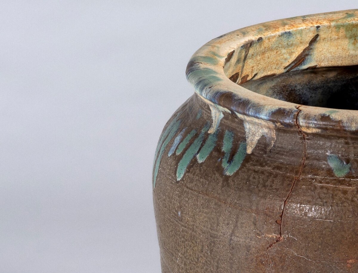 Large Scale Mid Century Boho Salt Glazed Stoneware Jardinière Planter Pot - Image 4