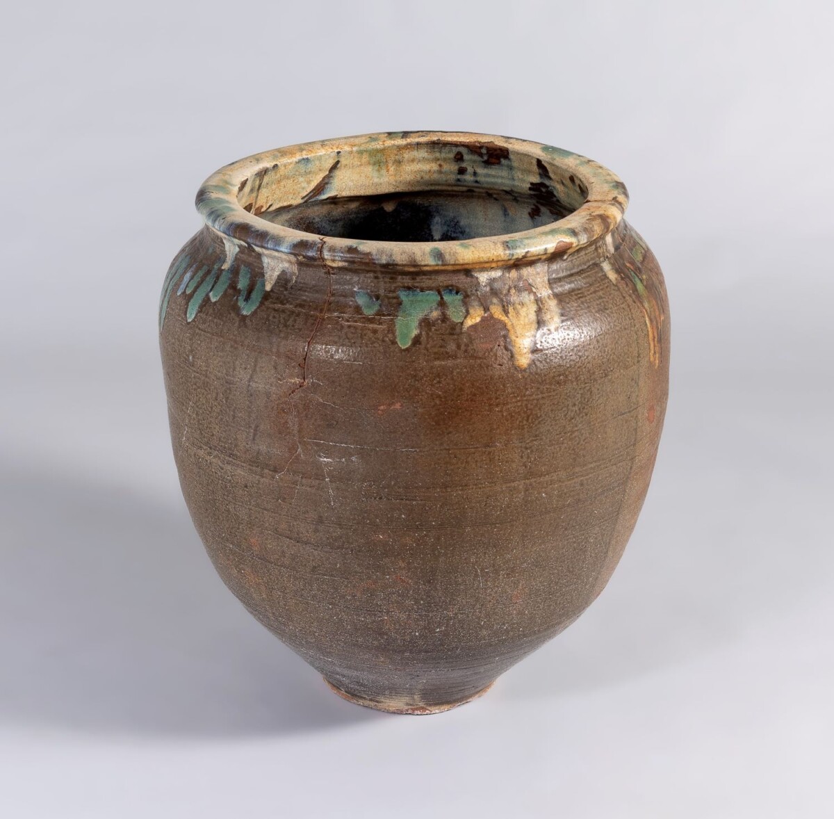 Large Scale Mid Century Boho Salt Glazed Stoneware Jardinière Planter Pot - Image 3