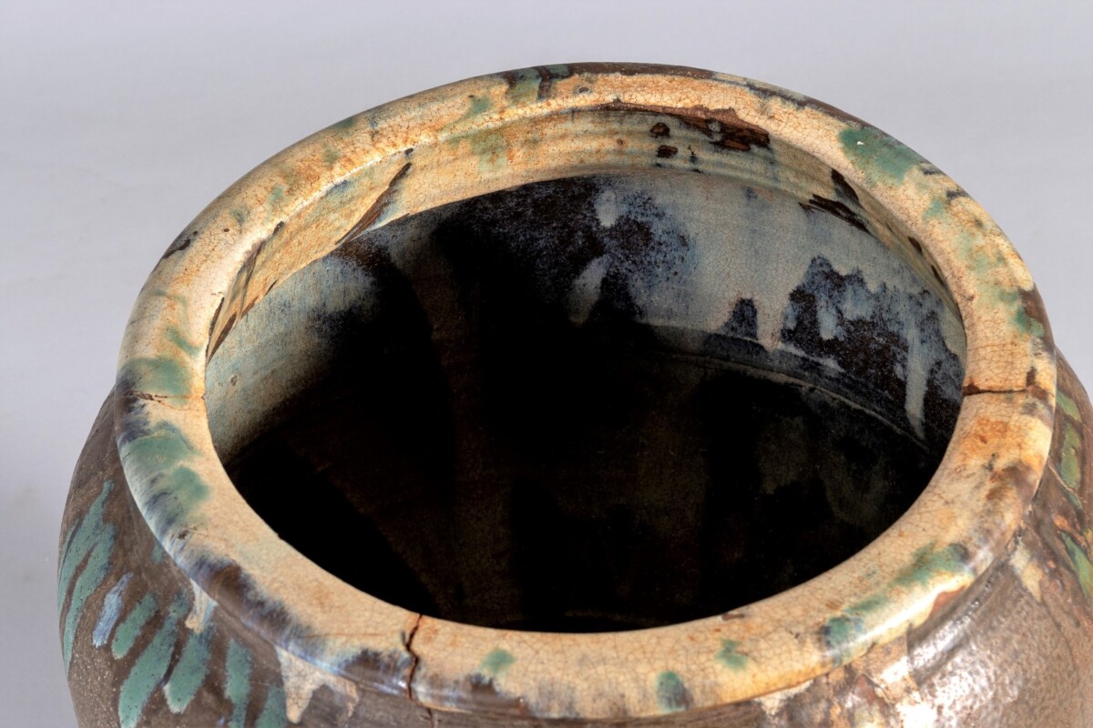 Large Scale Mid Century Boho Salt Glazed Stoneware Jardinière Planter Pot - Image 10