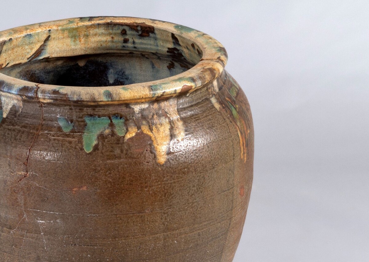 Large Scale Mid Century Boho Salt Glazed Stoneware Jardinière Planter Pot - Image 9