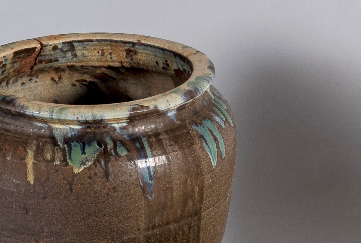Large Scale Mid Century Boho Salt Glazed Stoneware Jardinière Planter Pot - Image 8