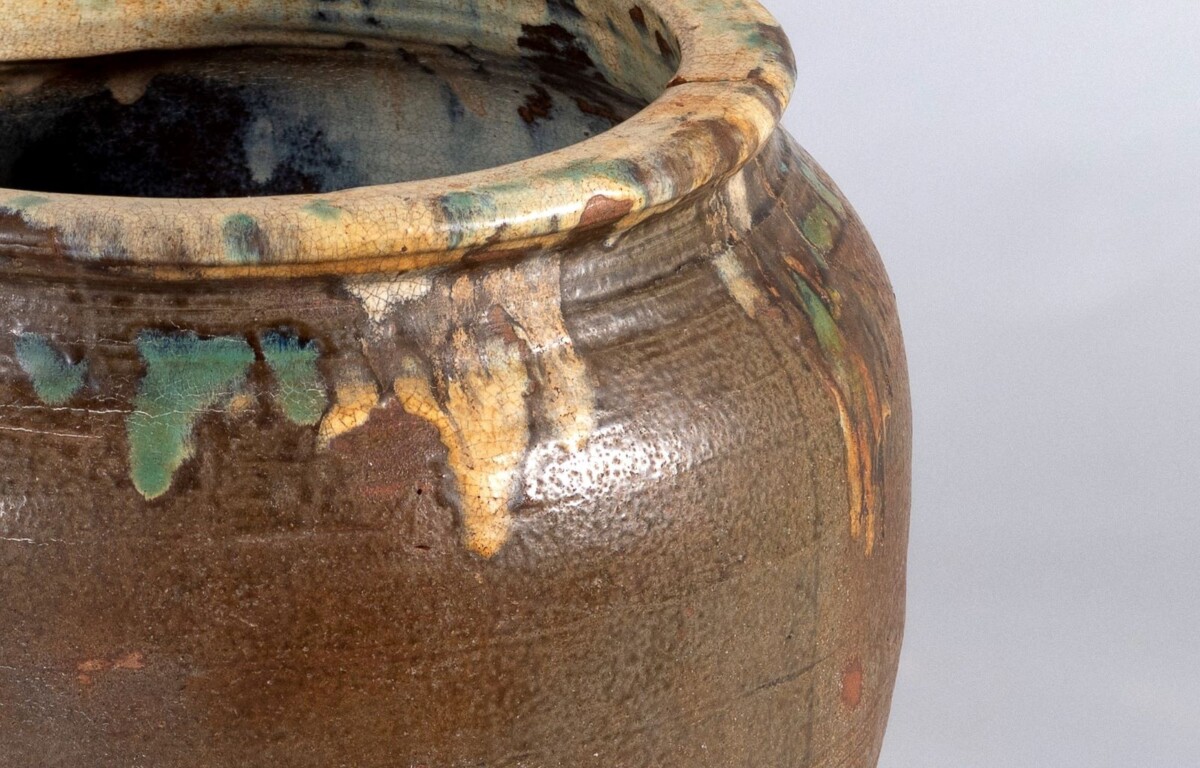 Large Scale Mid Century Boho Salt Glazed Stoneware Jardinière Planter Pot - Image 7