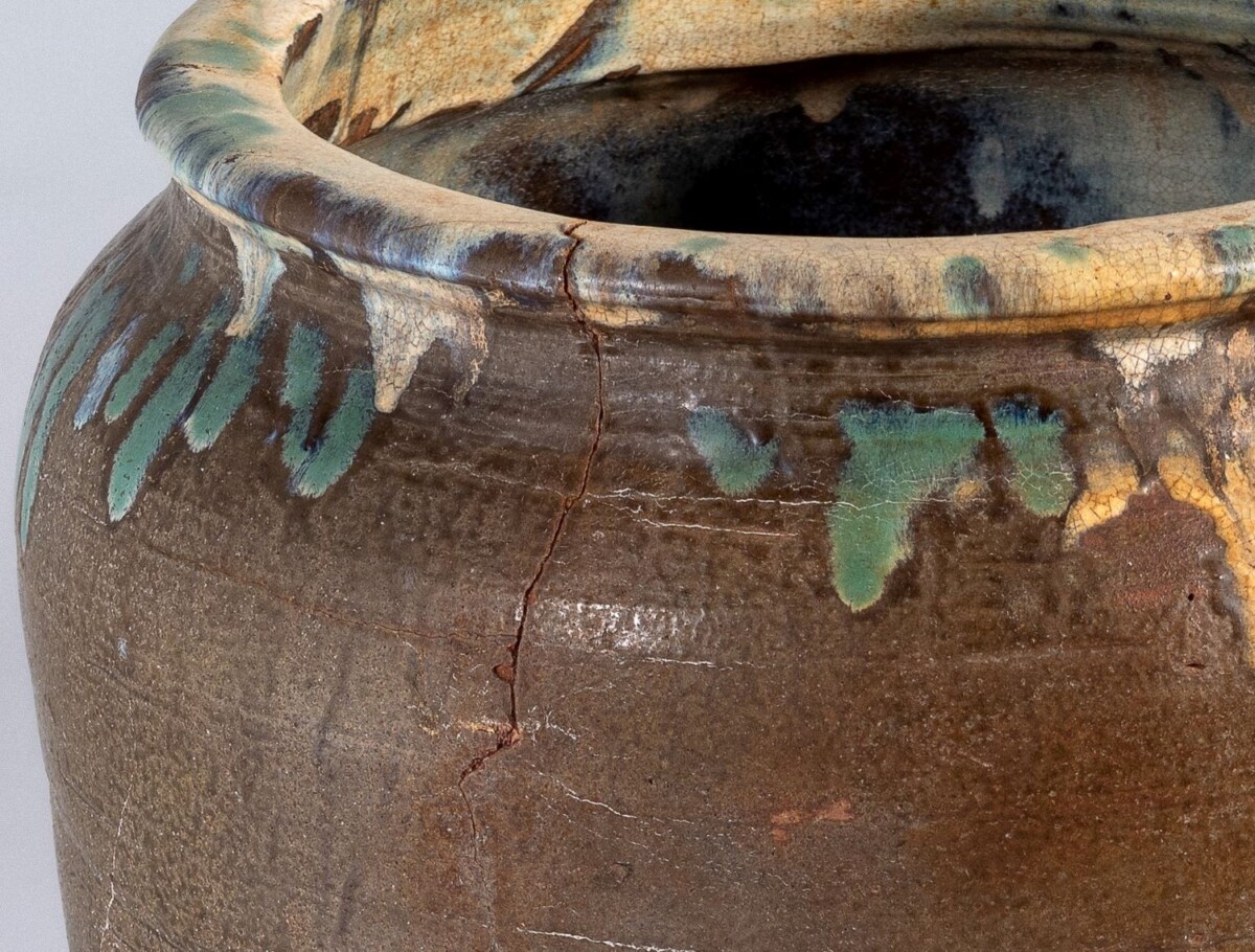 Large Scale Mid Century Boho Salt Glazed Stoneware Jardinière Planter Pot - Image 6