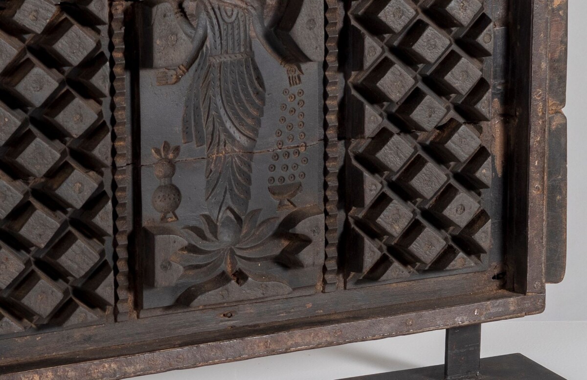Mid Century Large Scale Carved Sculptural Wooden Shelf Art on Steel Base - Image 5