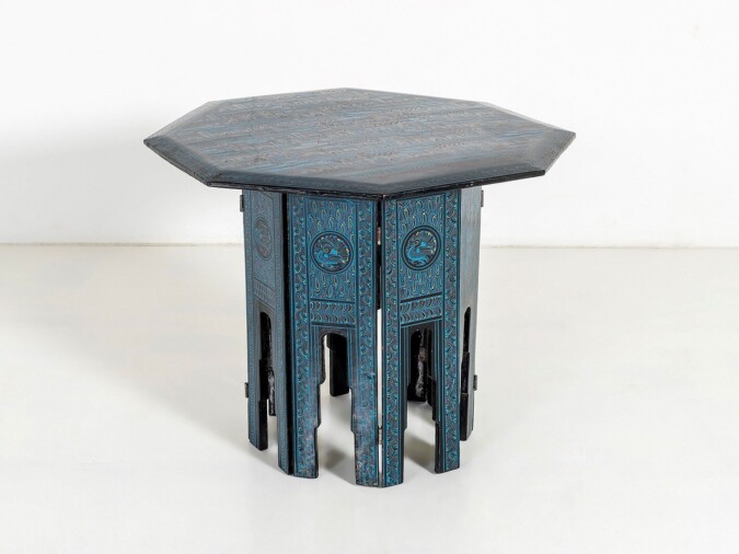 A Vibrant 1970s Burmese Hand Painted Occasional Side Table, Kashmiri in Style