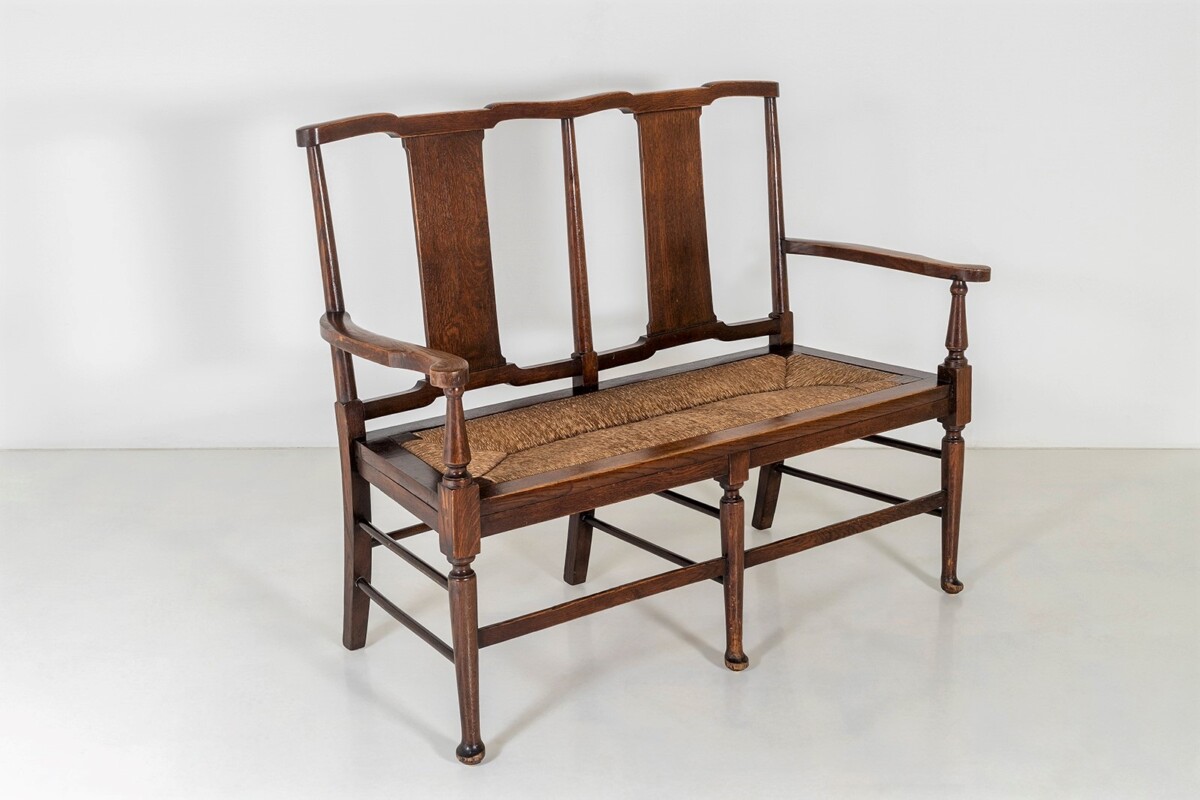 Oak Arts & Craft Bench Seat in the manner of Richard Norman Shaw for William Morris & Co