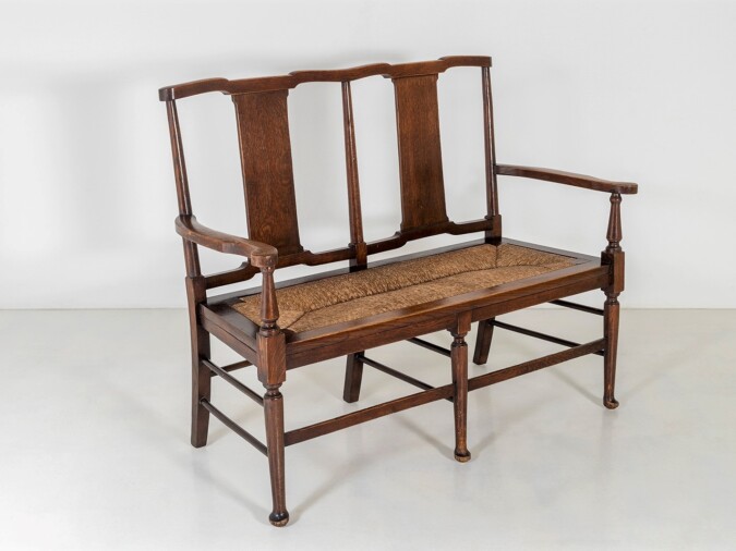 Oak Arts & Craft Bench Seat in the manner of Richard Norman Shaw for William Morris & Co