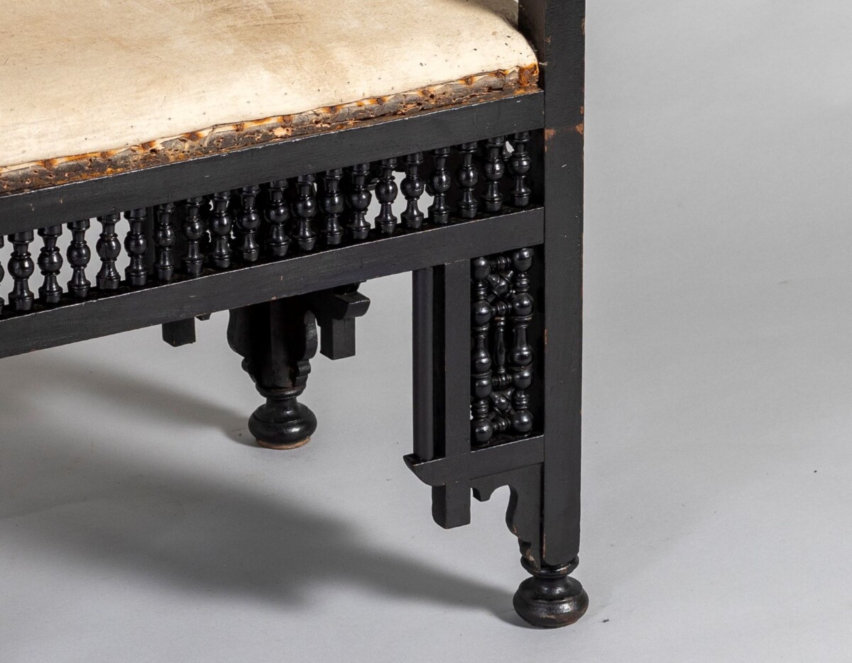 An Early 20th Century Ebonised Moorish Window Bench Seat - Liberty & Co - Image 16