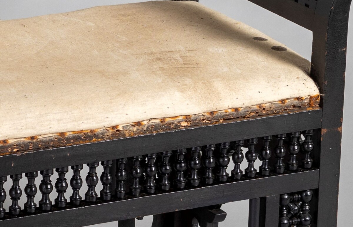 An Early 20th Century Ebonised Moorish Window Bench Seat - Liberty & Co - Image 15