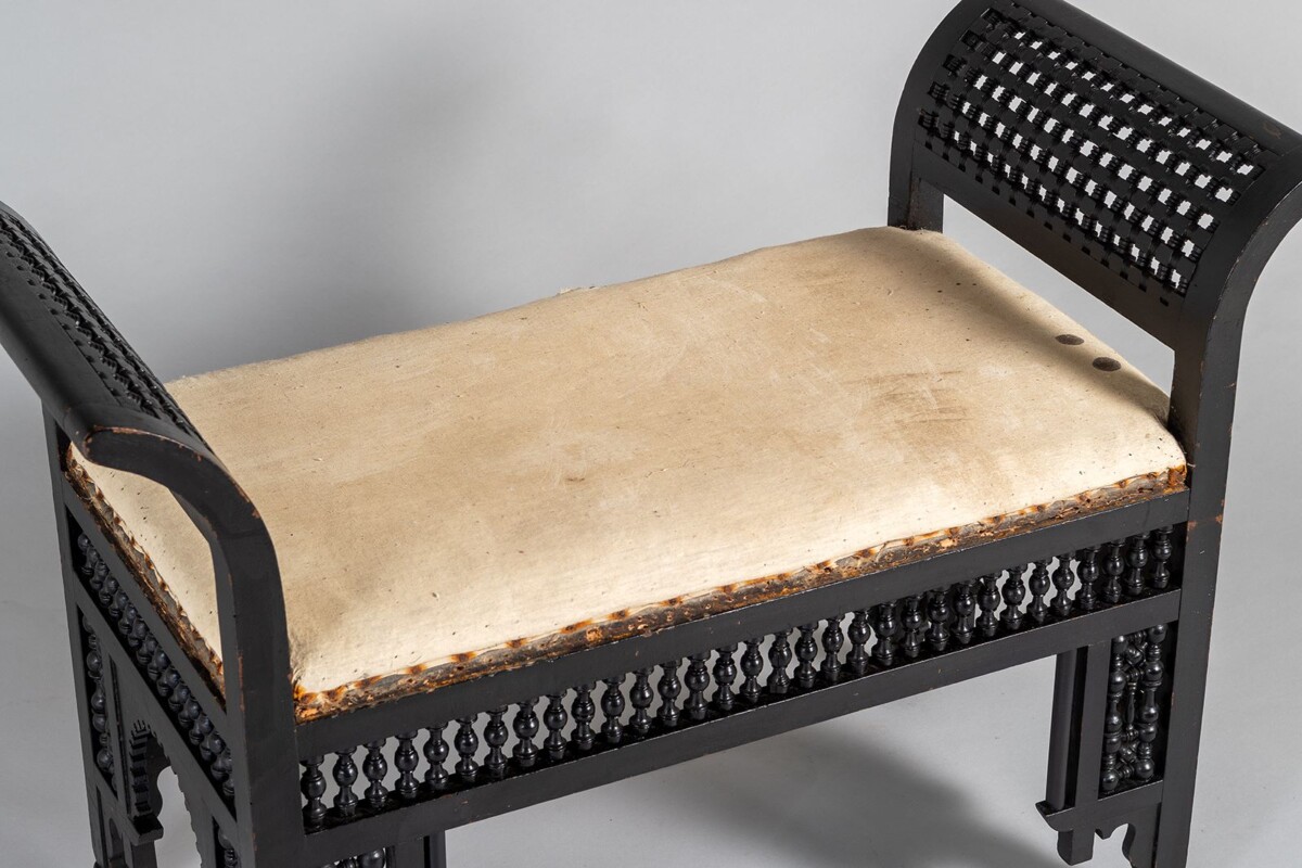 An Early 20th Century Ebonised Moorish Window Bench Seat - Liberty & Co - Image 6