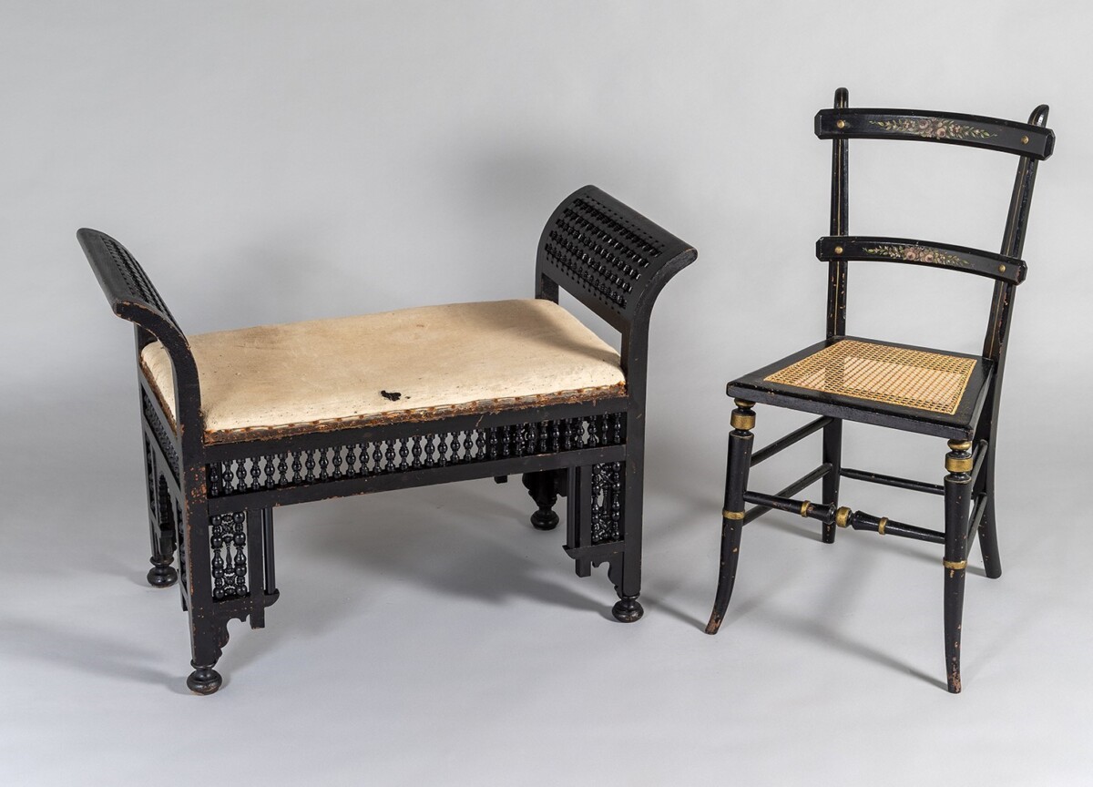 An Early 20th Century Ebonised Moorish Window Bench Seat - Liberty & Co - Image 3