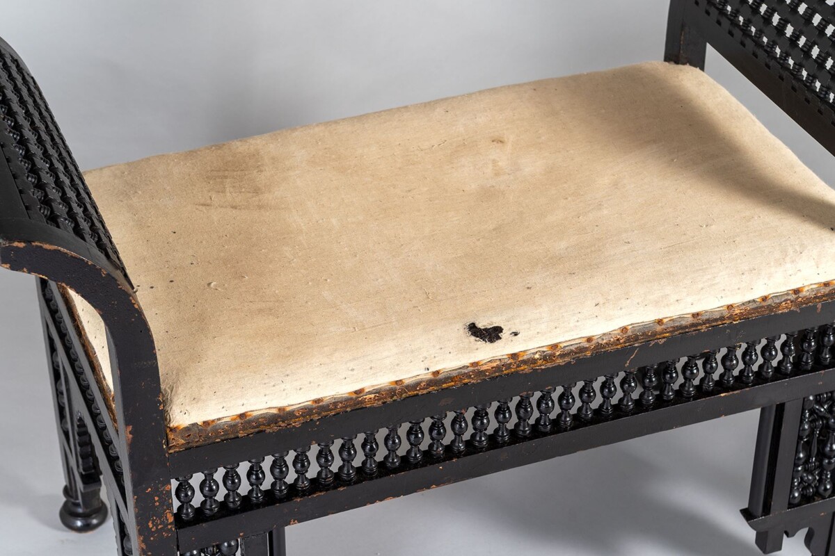 An Early 20th Century Ebonised Moorish Window Bench Seat - Liberty & Co - Image 5