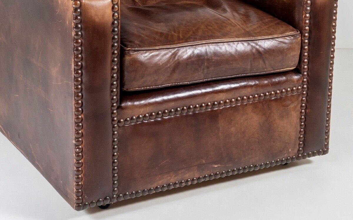 Superb Original Vintage Chelsea Bordeaux Handmade Brown Leather Armchair - Image 14