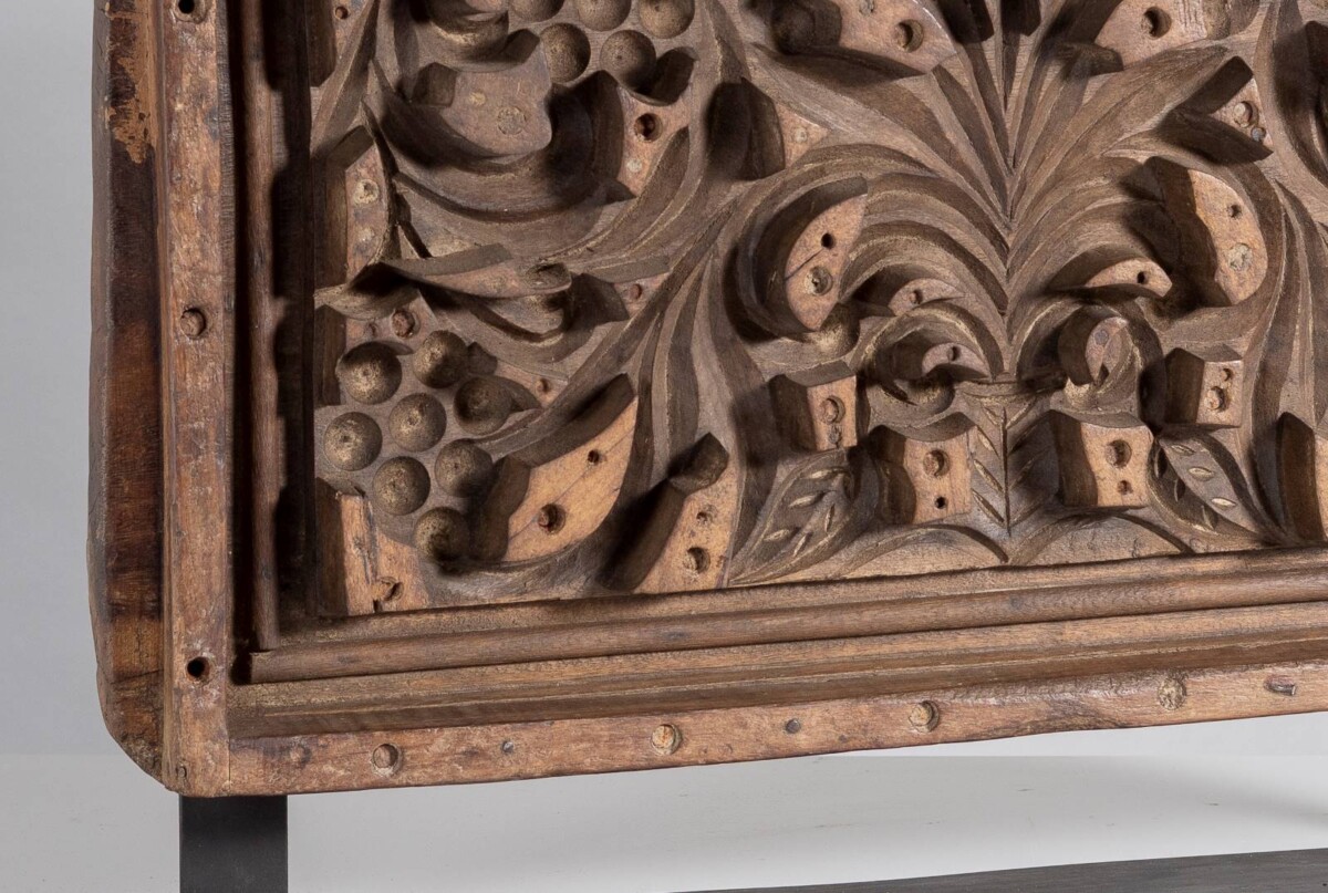 Mid Century Large Scale Carved Sculptural Wooden Shelf Art on Steel Base - Image 6