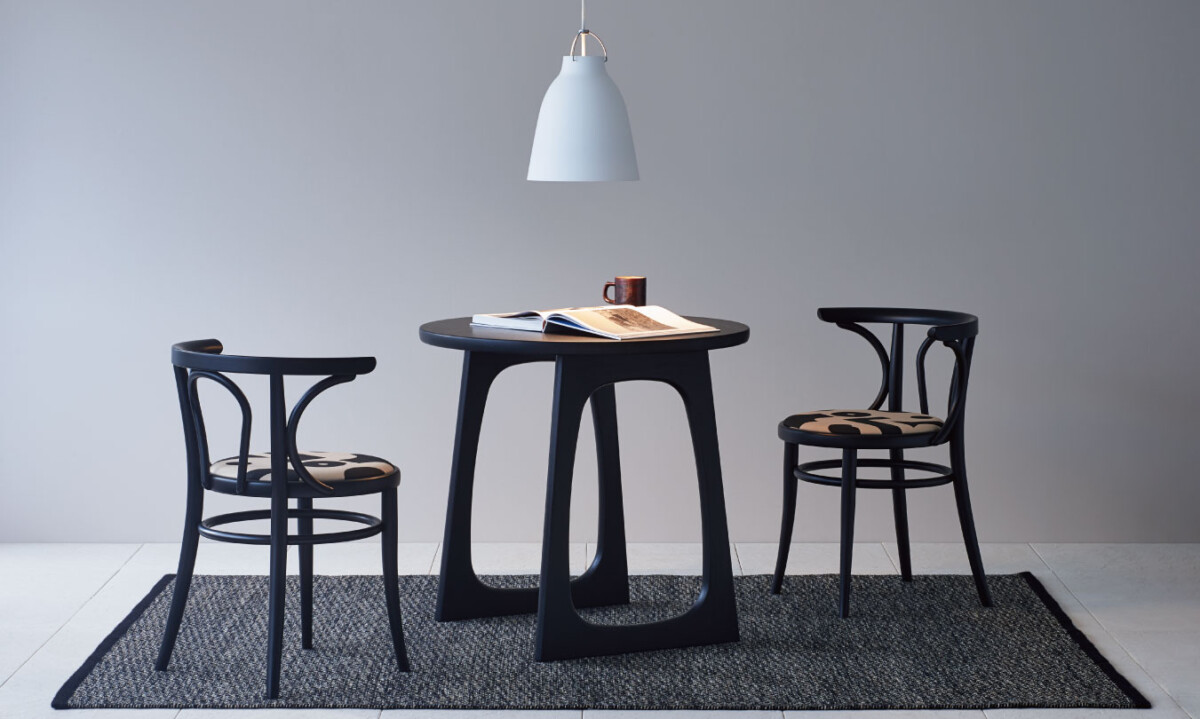 No.7 Japanese Chestnut Bistro Dining Table in Black Ebonised Finish - Image 2