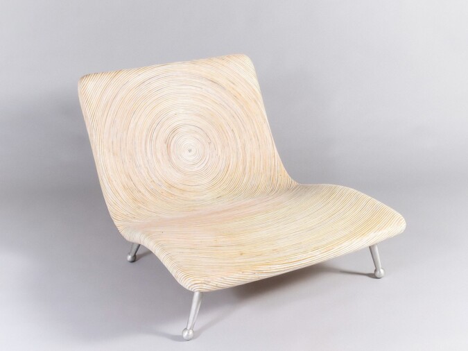 Designer Coconut Wicker Low Lounge Chair by Clayton Tugonon for Snug