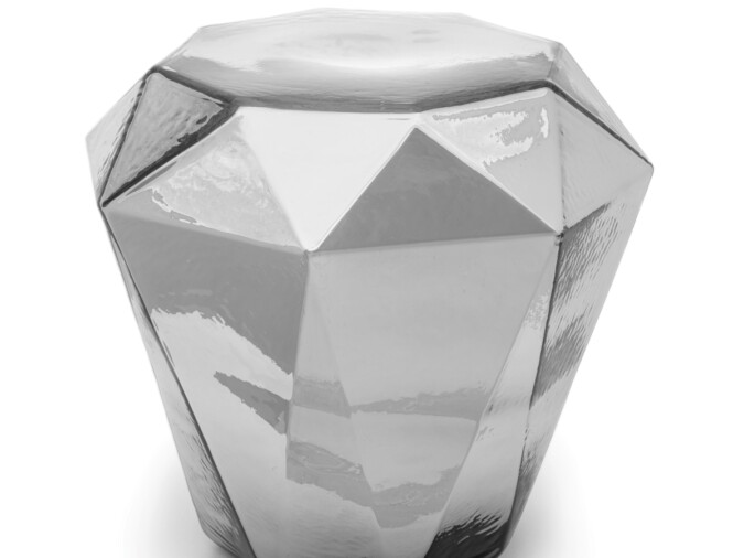 Exclusive Hand Blown Designer Glass Table 'WICHARD' Silver - The Ivana Steiner Collection