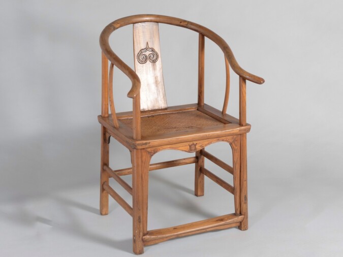 A 19th Century Antique Chinese Elm Horseshoe Armchair Late Qing