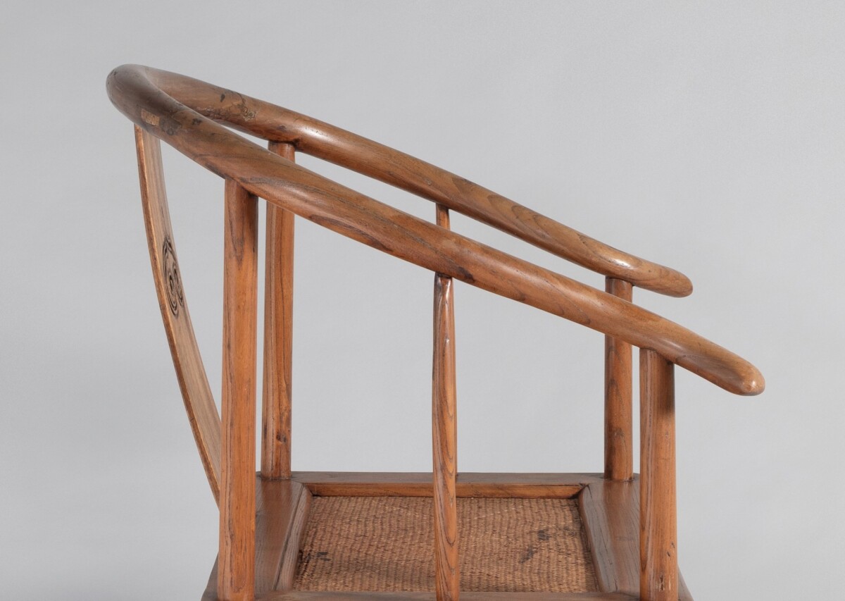 A 19th Century Antique Chinese Elm Horseshoe Armchair Late Qing - Image 10