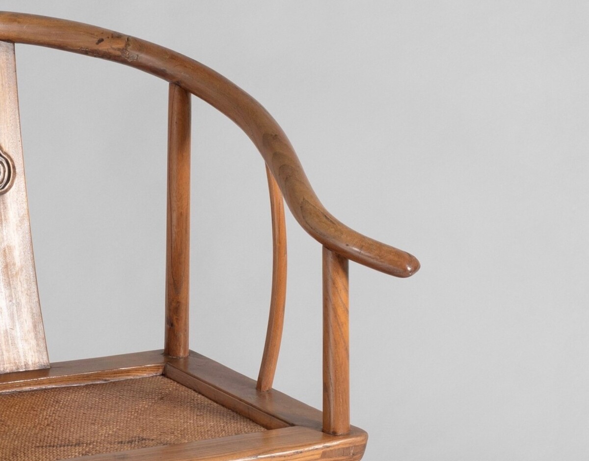 A 19th Century Antique Chinese Elm Horseshoe Armchair Late Qing - Image 2