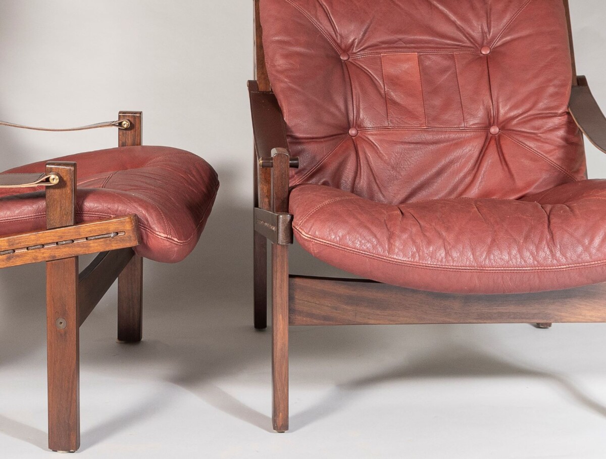 Pair of mid-Century Torbjørn Afdal Hunter-Safari High-Back Leather Lounge Chairs - Image 15