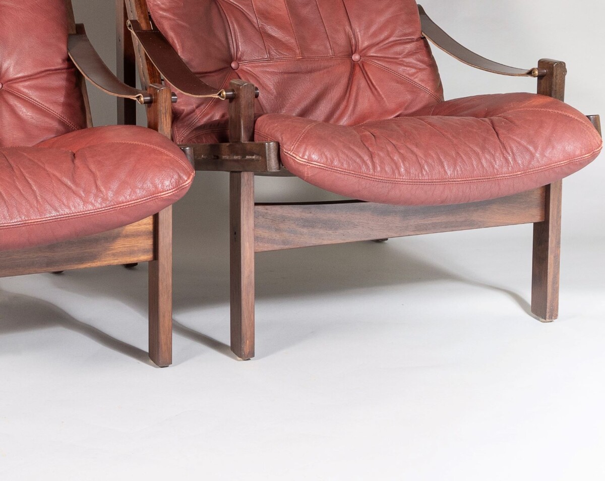 Pair of mid-Century Torbjørn Afdal Hunter-Safari High-Back Leather Lounge Chairs - Image 14