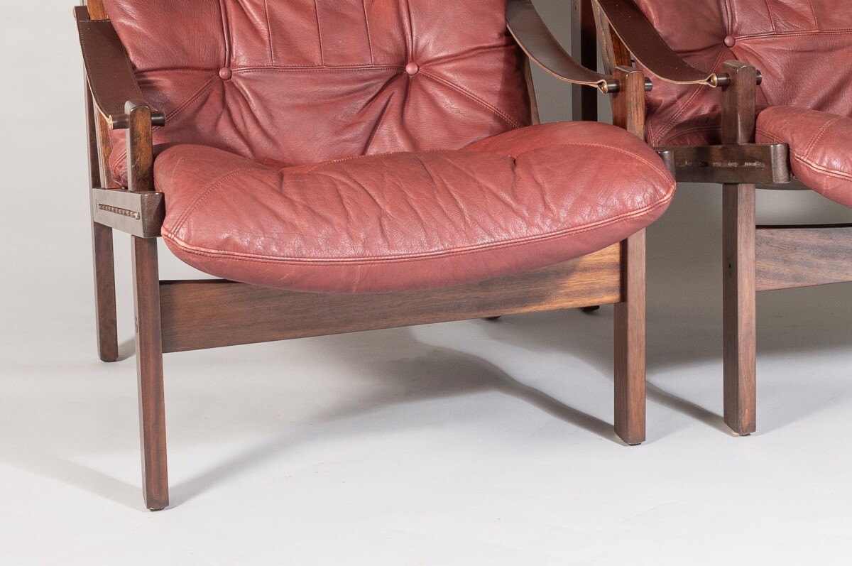 Pair of mid-Century Torbjørn Afdal Hunter-Safari High-Back Leather Lounge Chairs - Image 13