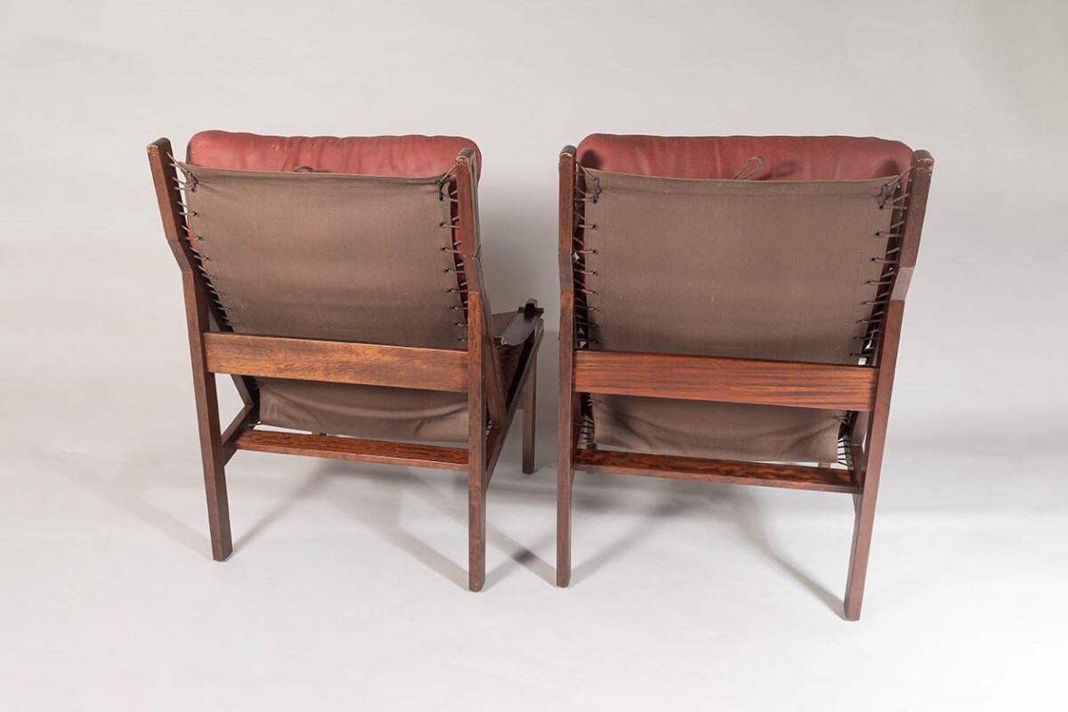 Pair of mid-Century Torbjørn Afdal Hunter-Safari High-Back Leather Lounge Chairs - Image 11