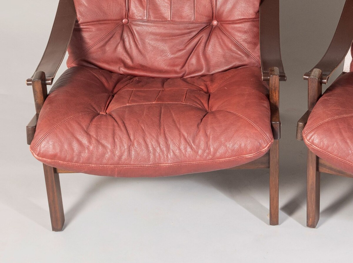 Pair of mid-Century Torbjørn Afdal Hunter-Safari High-Back Leather Lounge Chairs - Image 18