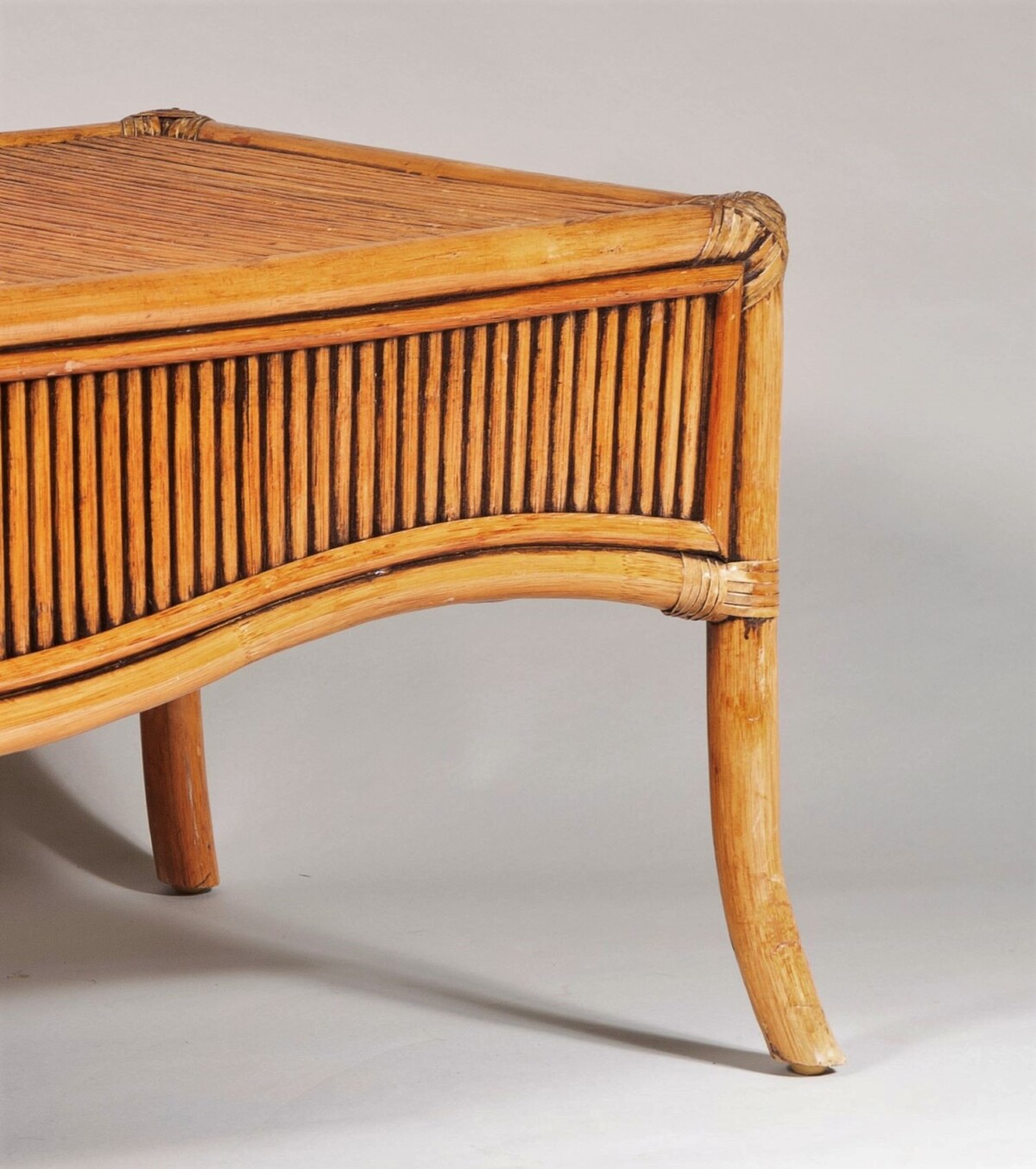 Large 1970s Mid Century Reeded Bamboo Rectangular Coffee Table in the manner of Vivai del Sud - Image 9