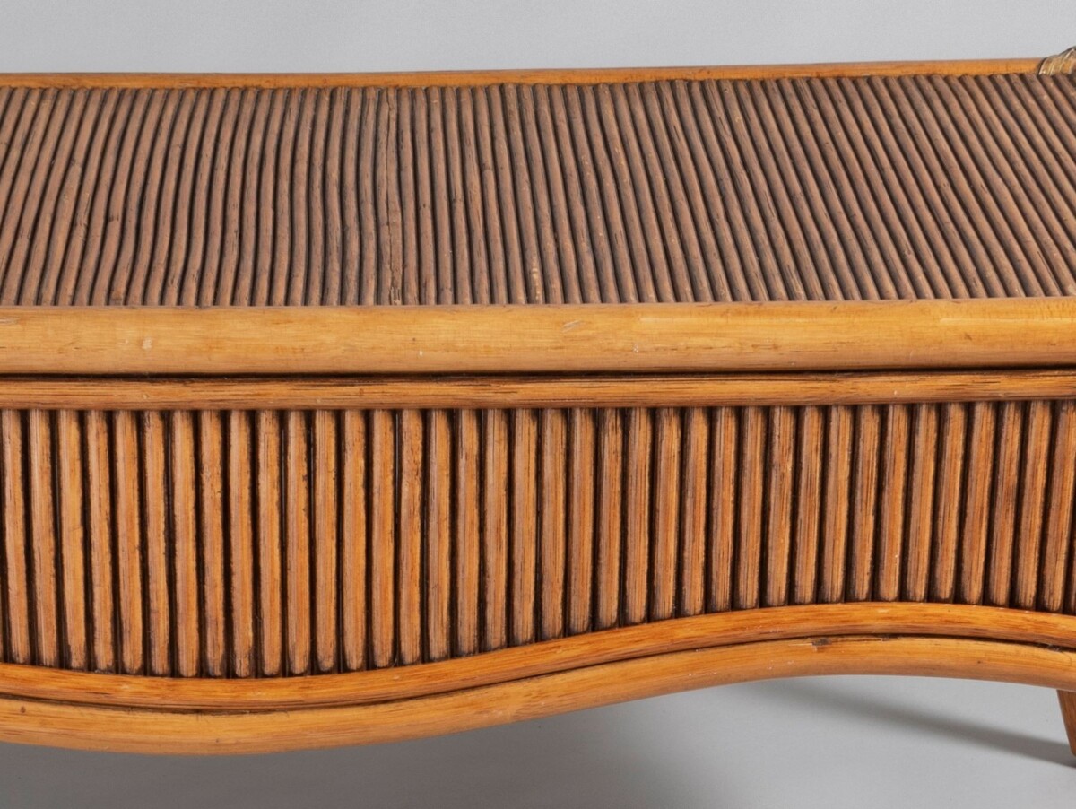 Large 1970s Mid Century Reeded Bamboo Rectangular Coffee Table in the manner of Vivai del Sud - Image 8