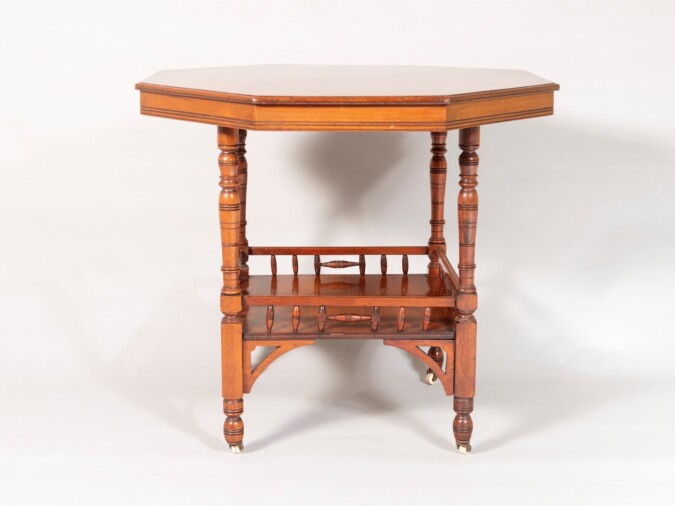 Late Victorian Aesthetic Movement Octagonal Walnut Window Table or Side Table
