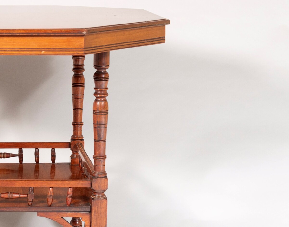 Late Victorian Aesthetic Movement Octagonal Walnut Window Table or Side Table - Image 7