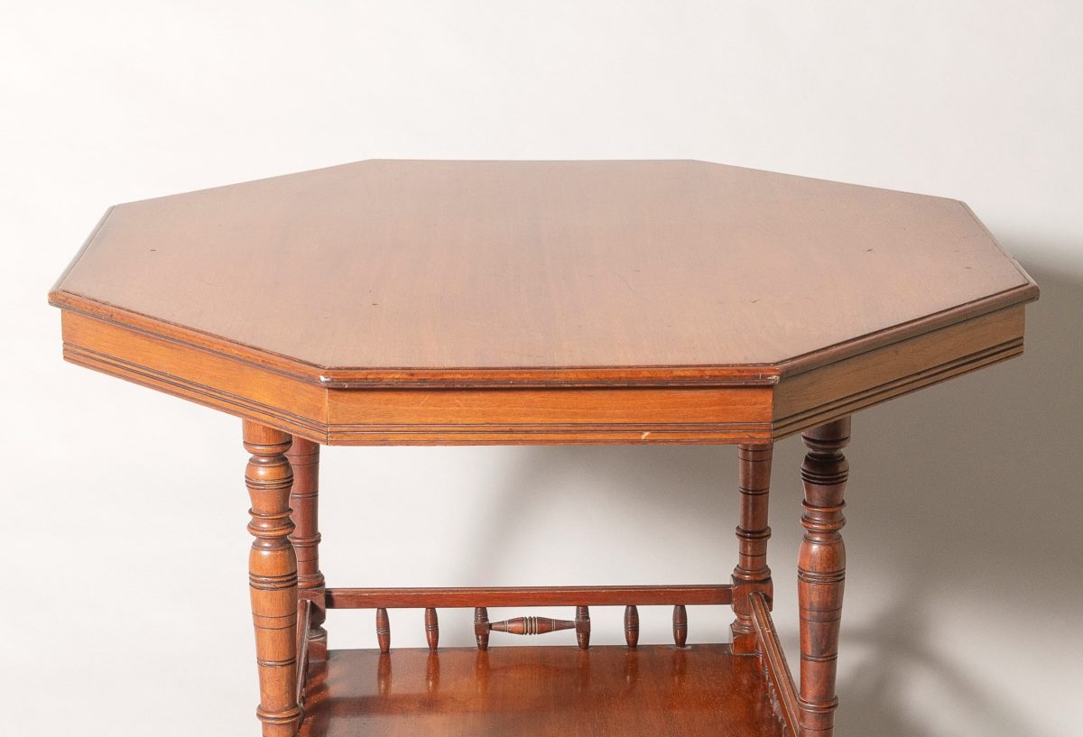 Late Victorian Aesthetic Movement Octagonal Walnut Window Table or Side Table - Image 13