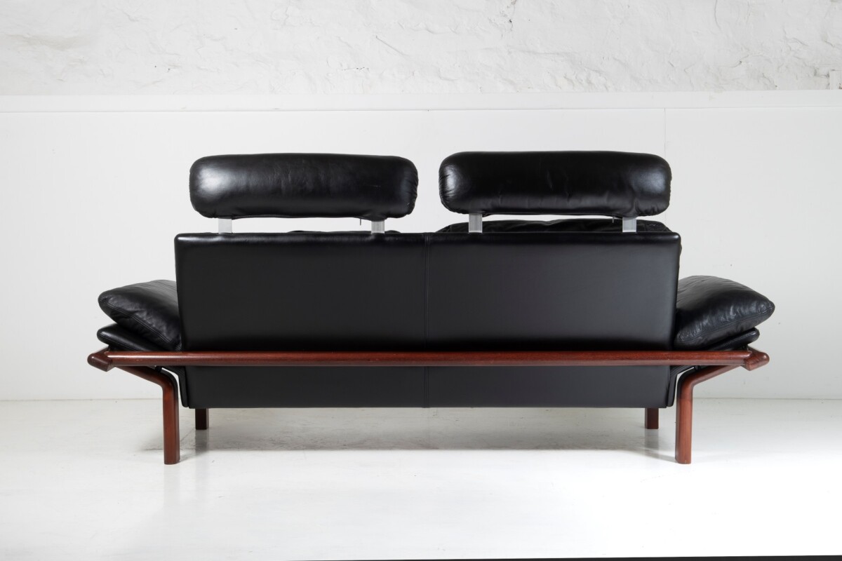 1960-70s Mid-Century Modern Danish Black Leather and Teak Sofa by Komfort - Image 15