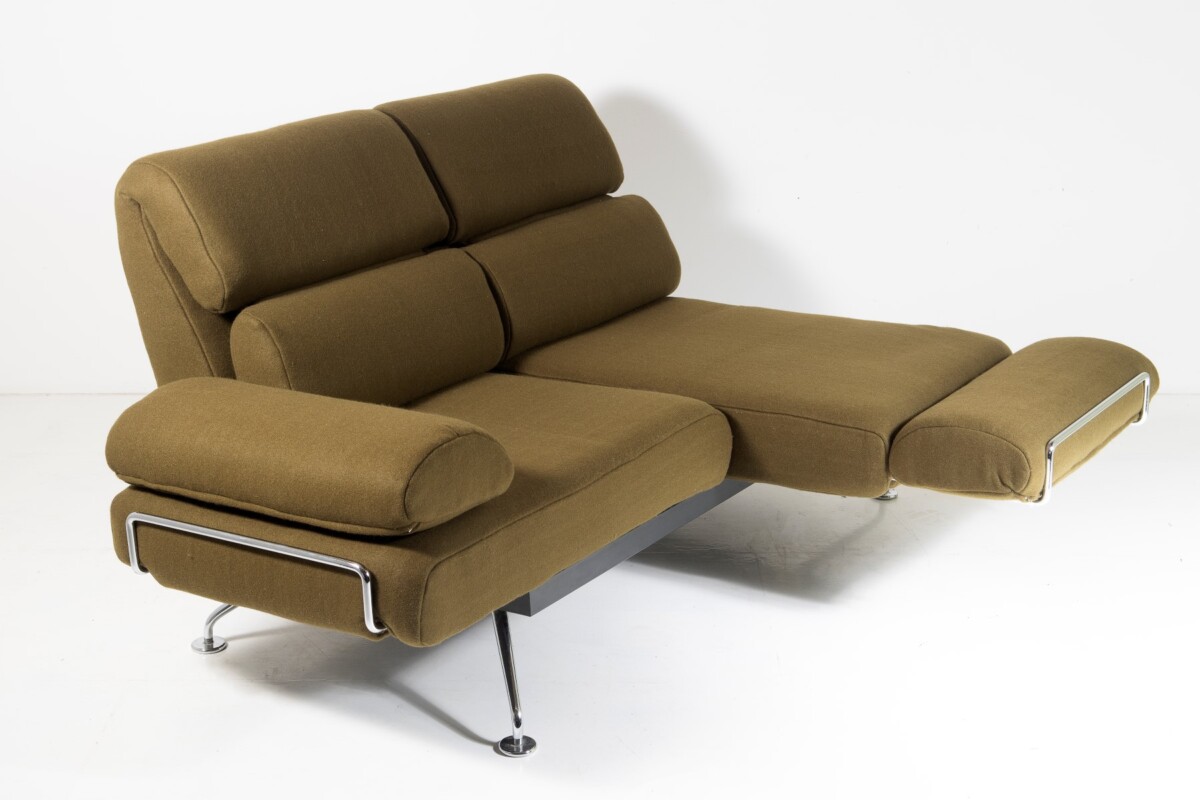 1980s Chaise Longue Two Seat Day Bed Recliner Sofa in Olive Green - De-Sede Ds 470 Couch - Image 11