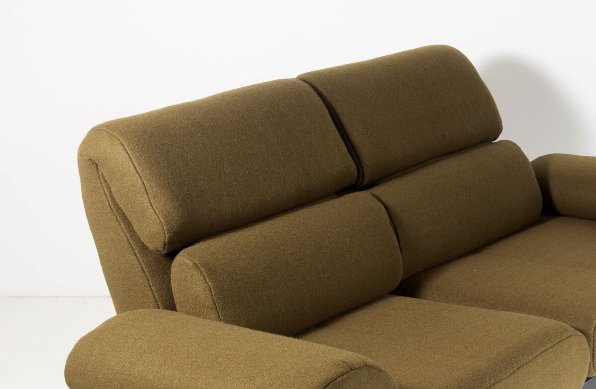 1980s Chaise Longue Two Seat Day Bed Recliner Sofa in Olive Green - De-Sede Ds 470 Couch - Image 10