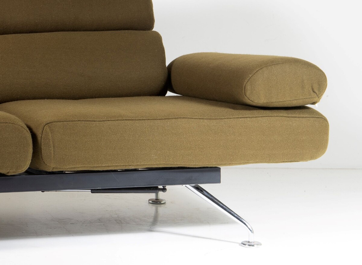 1980s Chaise Longue Two Seat Day Bed Recliner Sofa in Olive Green - De-Sede Ds 470 Couch - Image 7