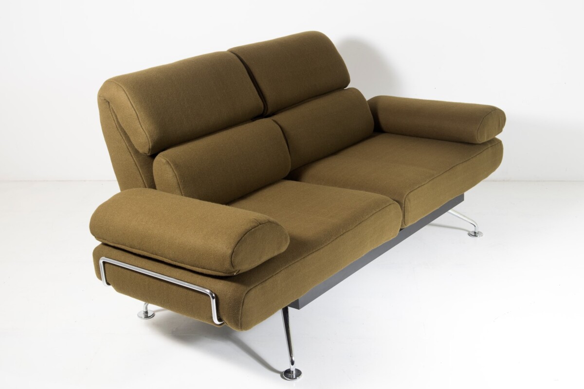 1980s Chaise Longue Two Seat Day Bed Recliner Sofa in Olive Green - De-Sede Ds 470 Couch - Image 5