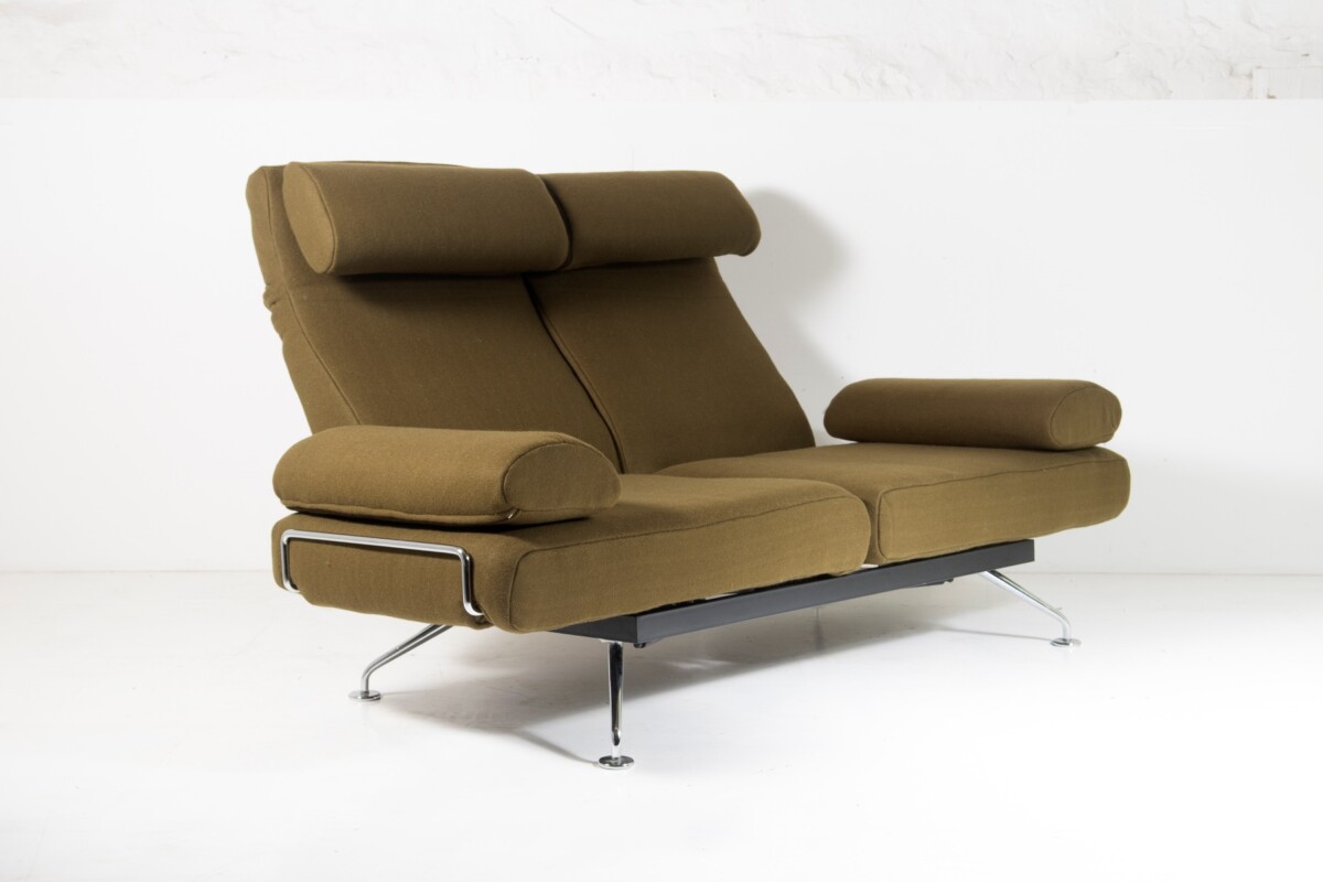 1980s Chaise Longue Two Seat Day Bed Recliner Sofa in Olive Green - De-Sede Ds 470 Couch - Image 14