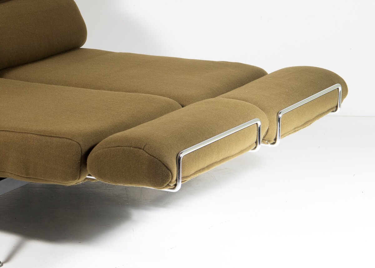 1980s Chaise Longue Two Seat Day Bed Recliner Sofa in Olive Green - De-Sede Ds 470 Couch - Image 12