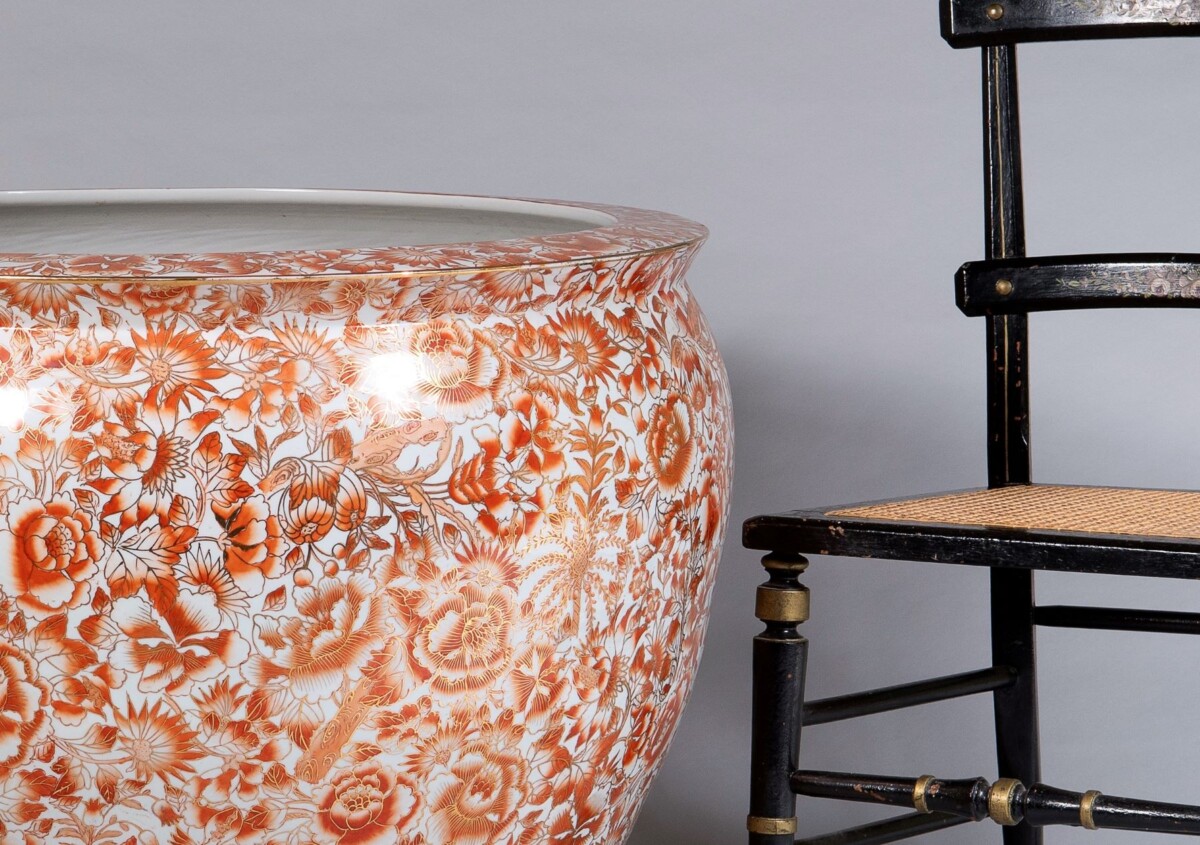 Huge Scale 32" Decorative Chinese Porcelain Fish Bowl Jardinière Planter - Image 4